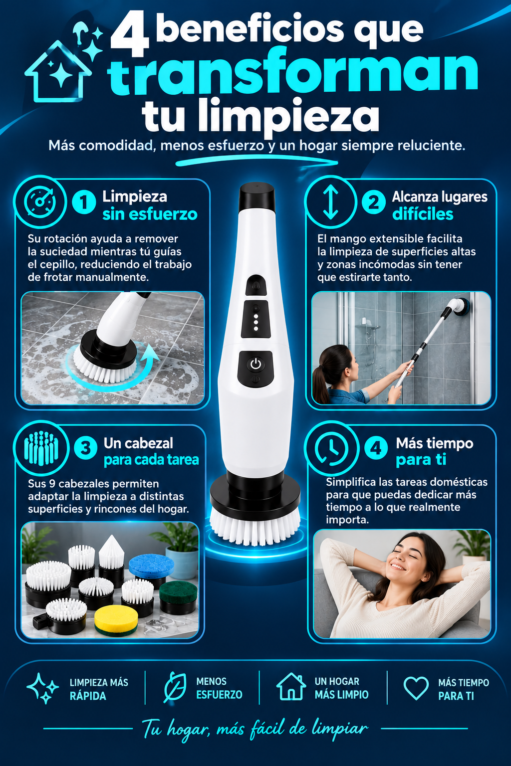 CleanMaster - Cepillo Eléctrico de Limpieza 9 en 1